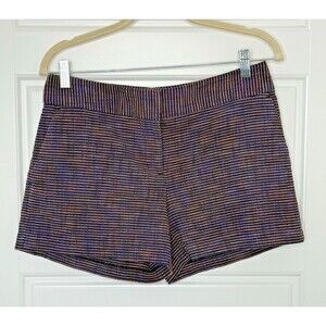 Ann Taylor LOFT Womens 4 Riviera Short Blue Black Mid Rise Cotton Blend